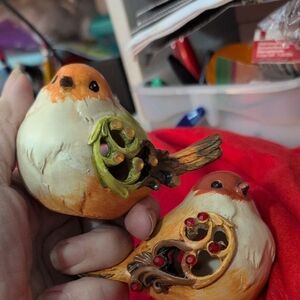 Decorative Orange and White Bird Figurine